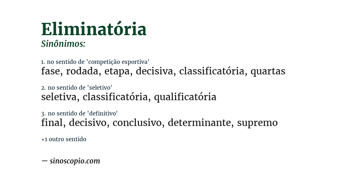 Sinônimo de eliminatória