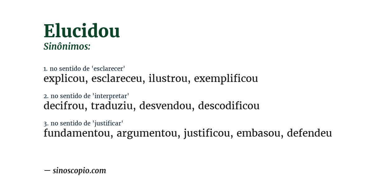 Sinônimo de elucidou