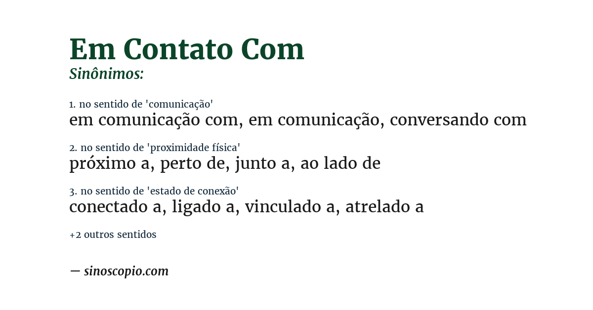 Sinônimo de em contato com