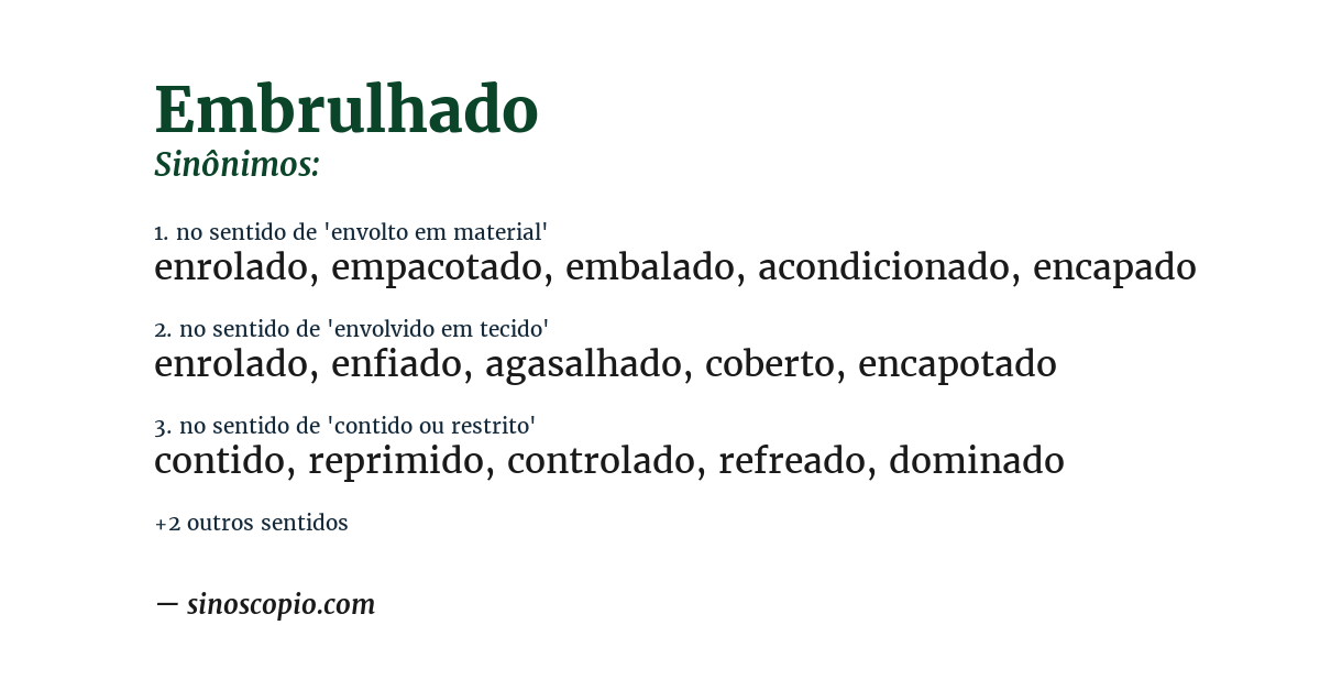 Sinônimo de embrulhado