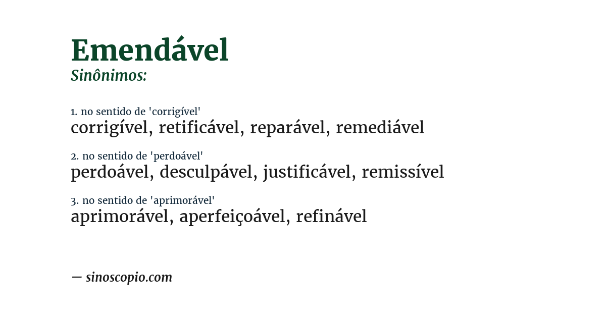 Sinônimo de emendável