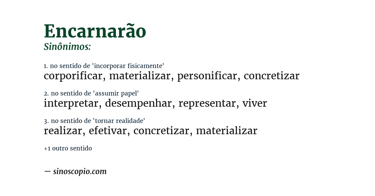 Sinônimo de encarnarão