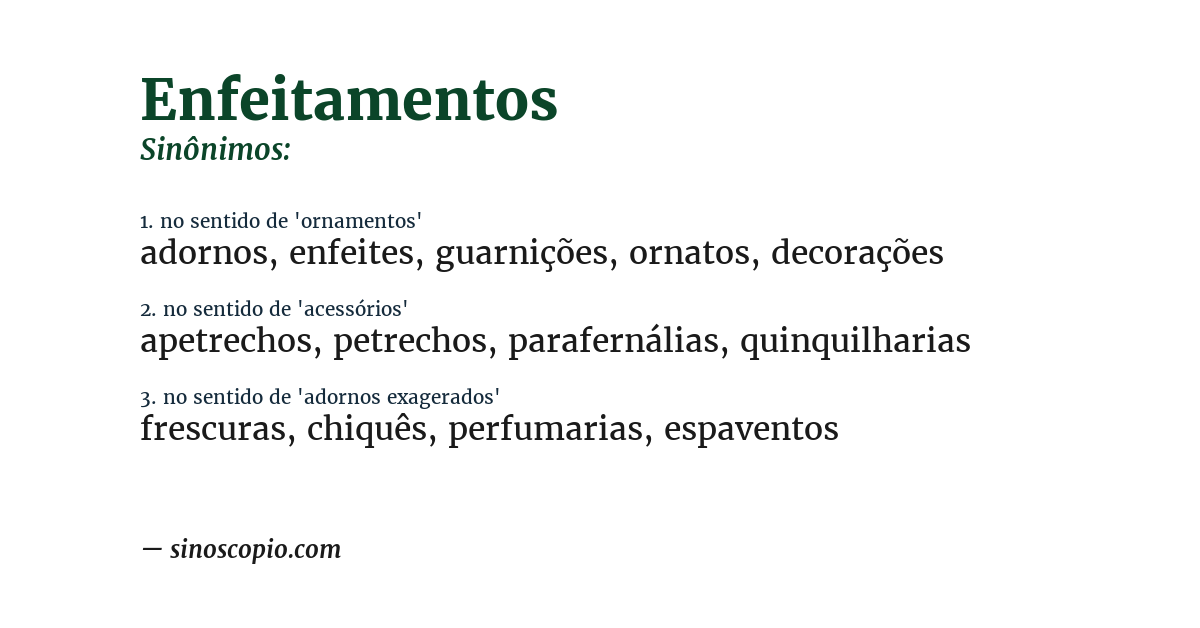 Sinônimo de enfeitamentos