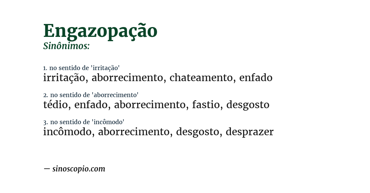 Sinônimo de engazopação