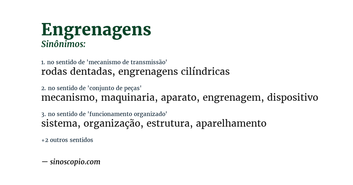 Sinônimo de engrenagens