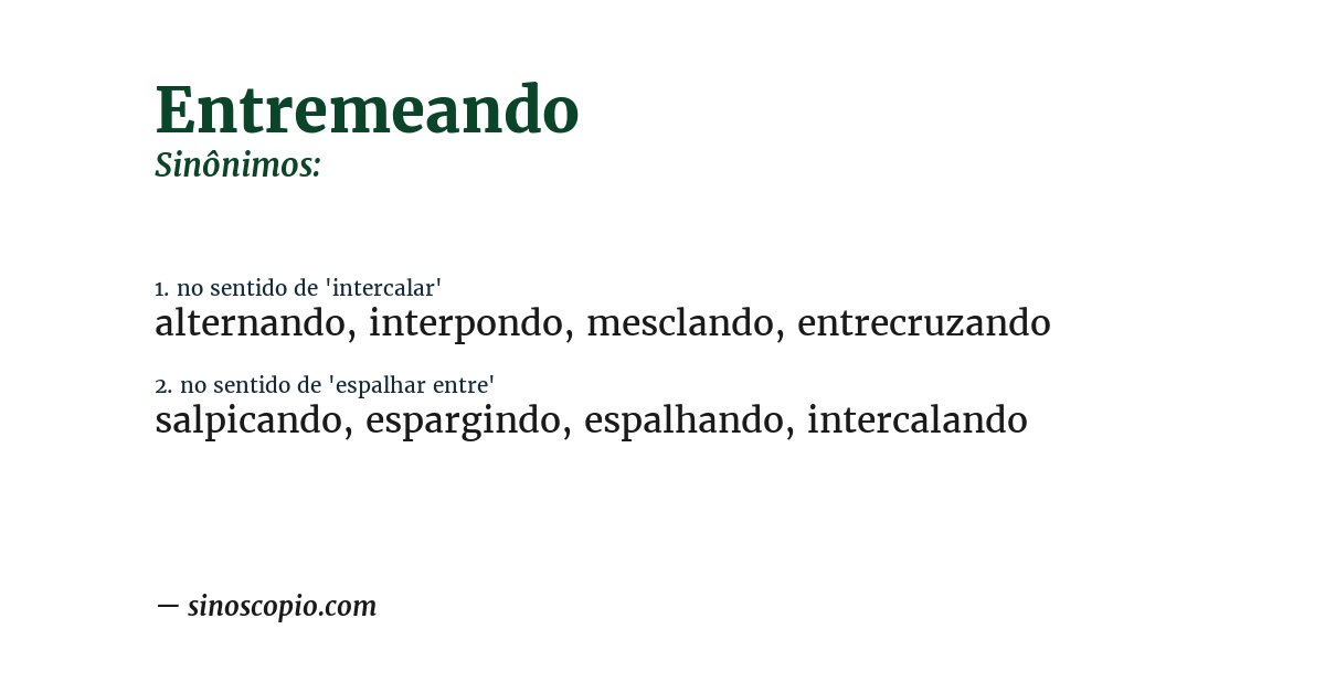 Sinônimo de entremeando