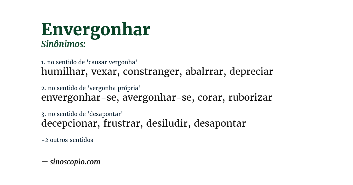 Sinônimo de envergonhar