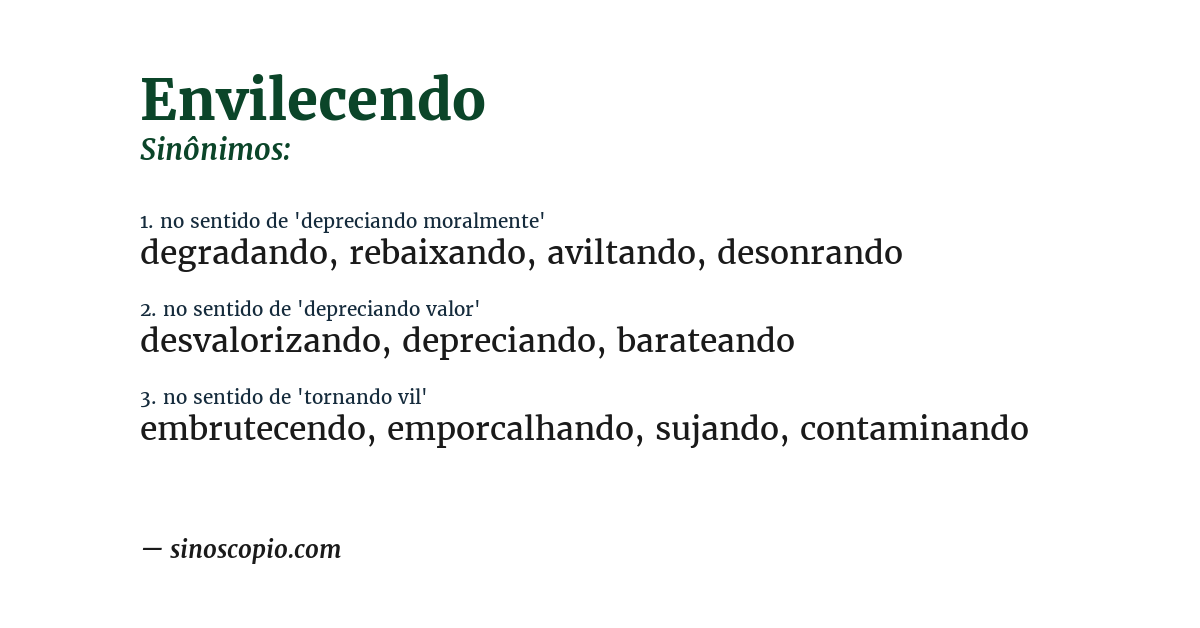 Sinônimo de envilecendo