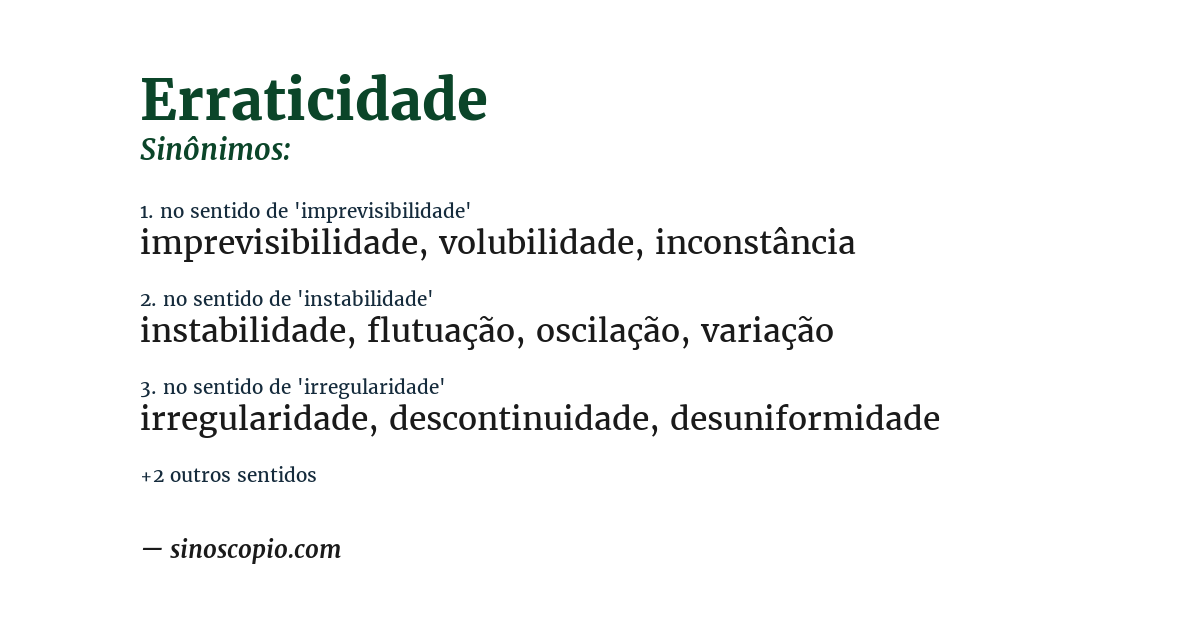 Sinônimo de erraticidade