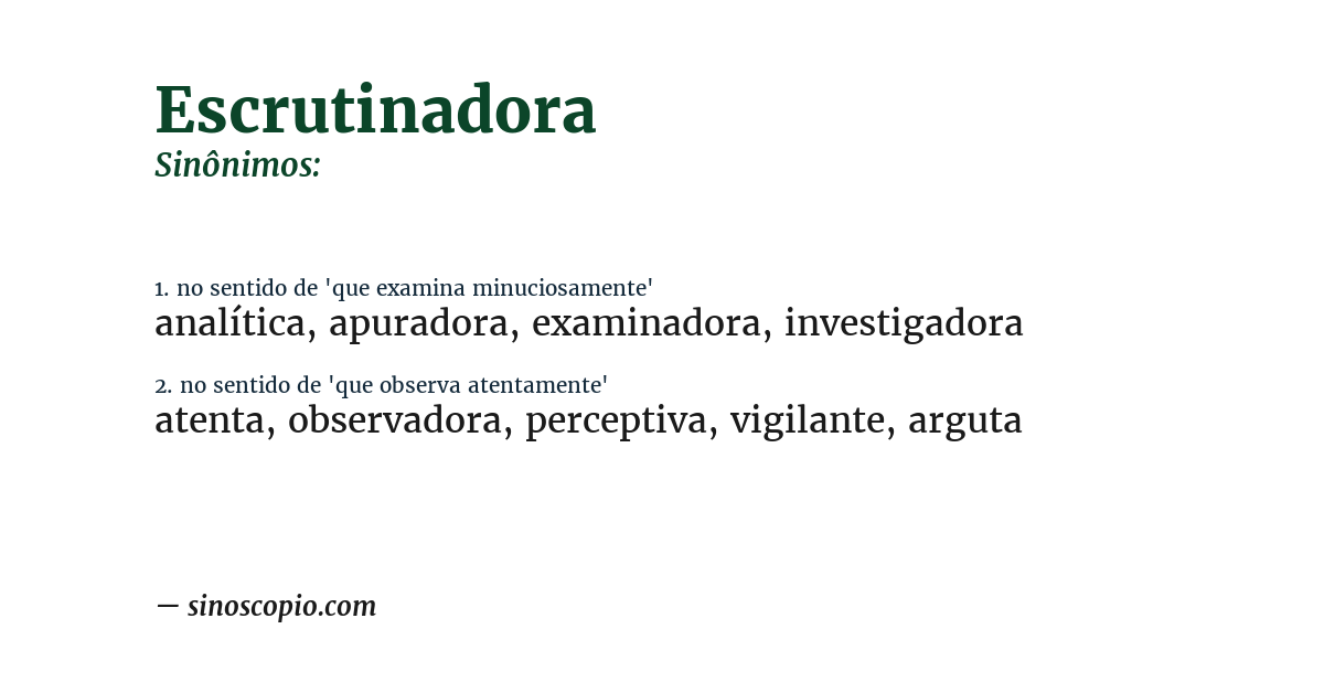 Sinônimo de escrutinadora