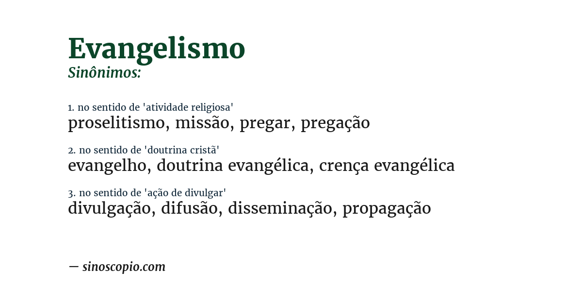Sinônimo de evangelismo