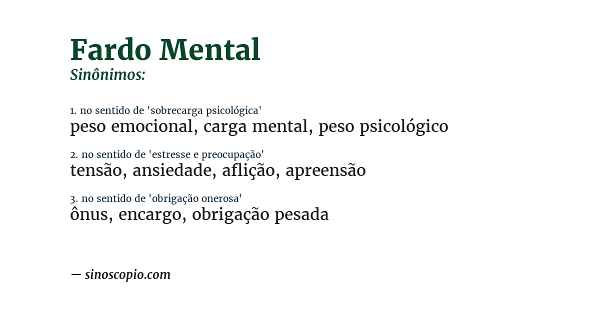 Sinônimo de fardo mental