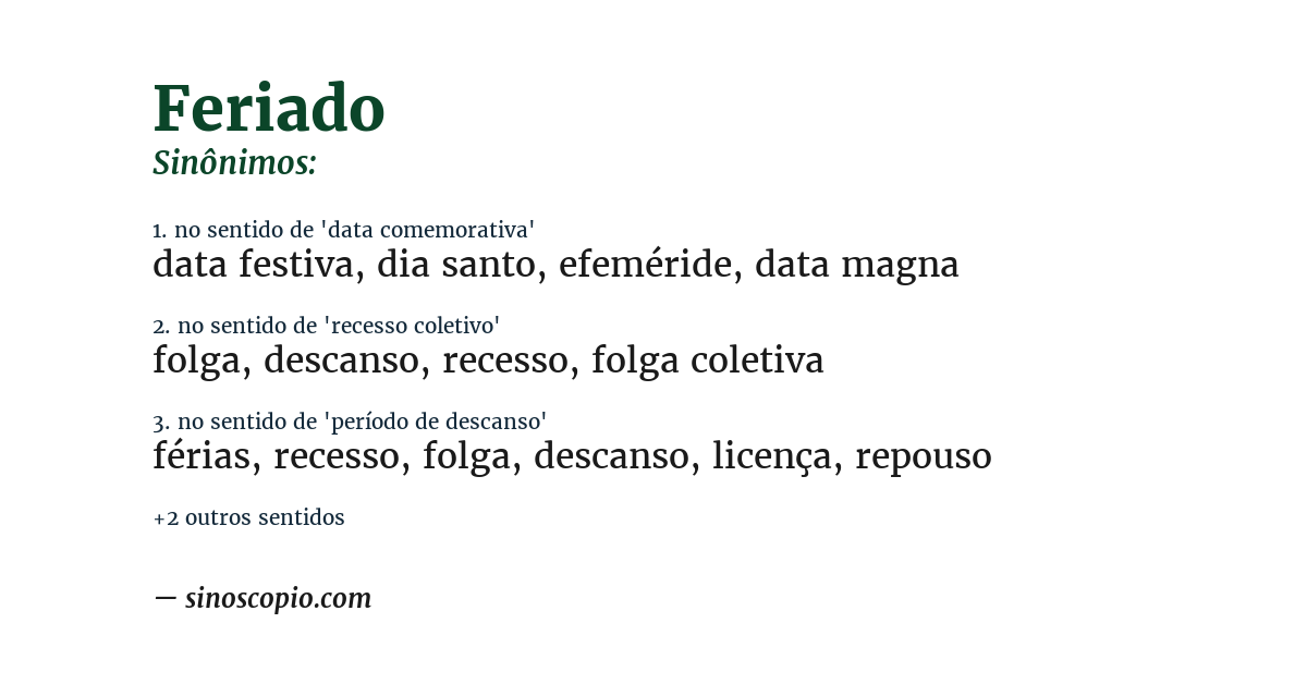 Sinônimo de feriado