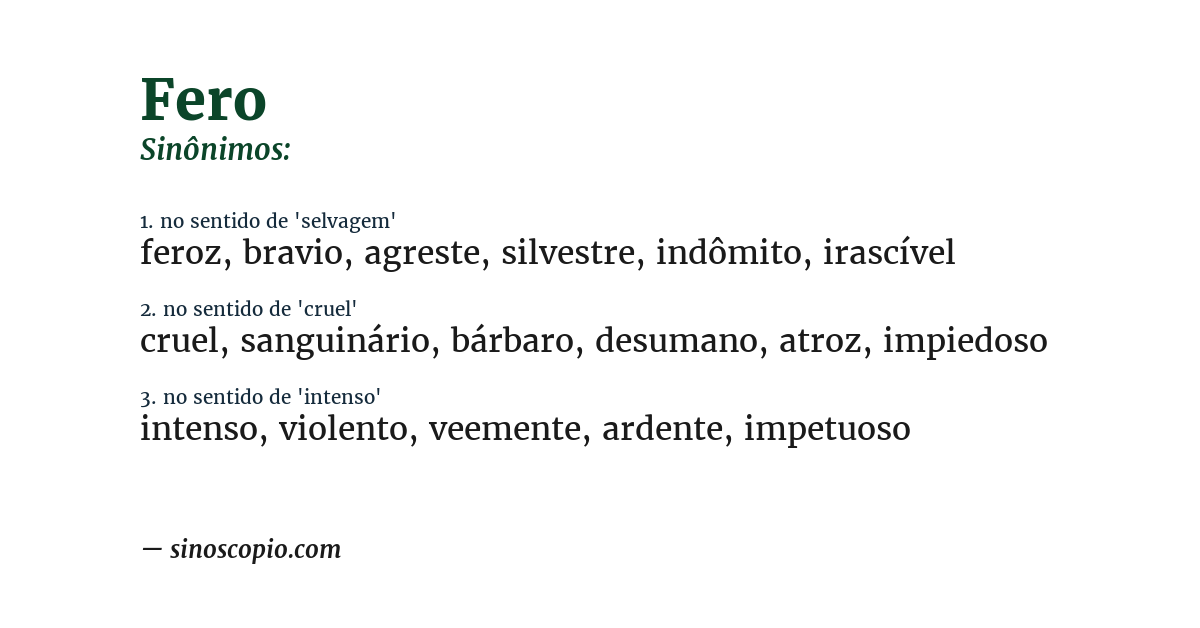 Sinônimo de fero