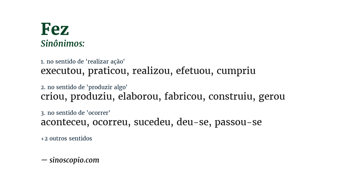 Sinônimo de fez