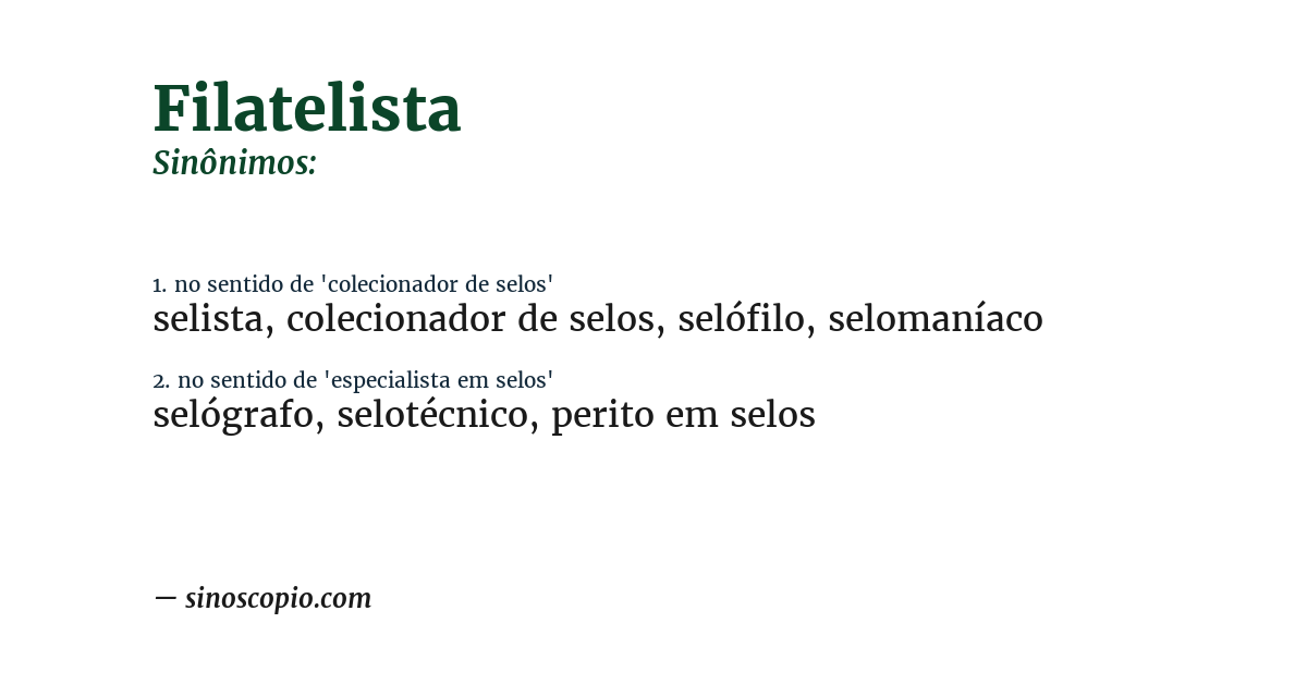 Sinônimo de filatelista