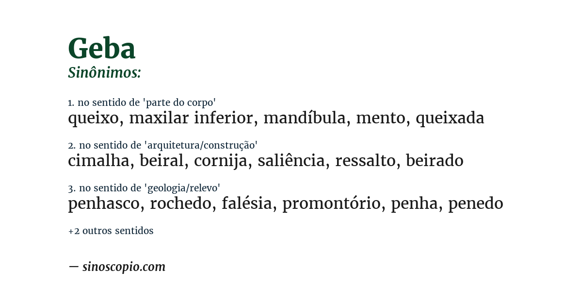 Sinônimo de geba