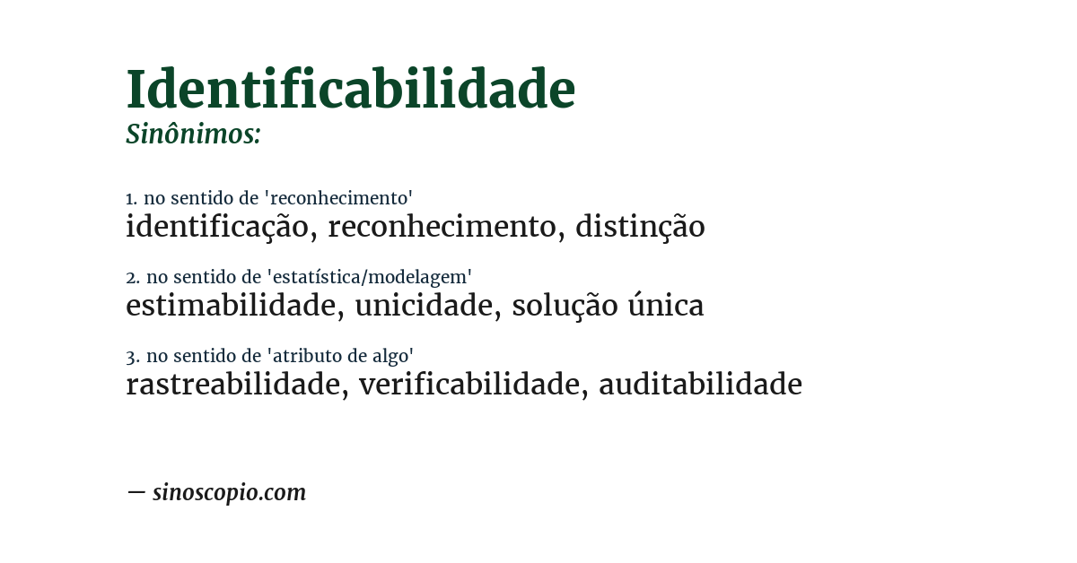 Sinônimo de identificabilidade