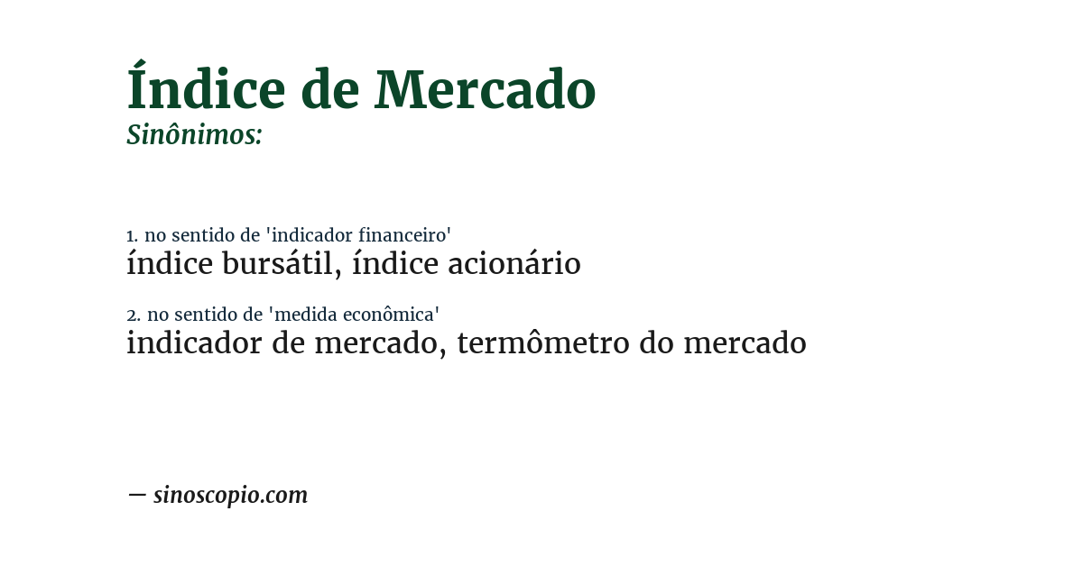 Sinônimo de índice de mercado