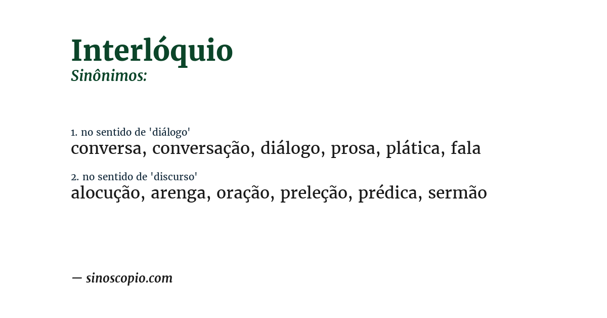 Sinônimo de interlóquio