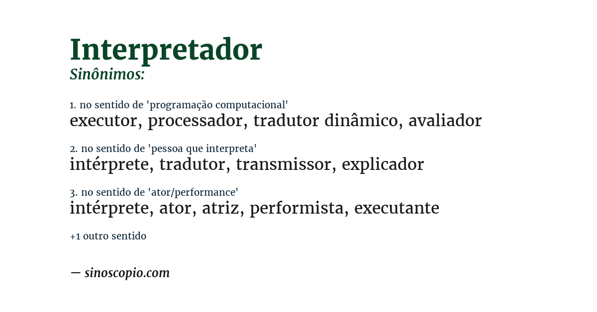 Sinônimo de interpretador
