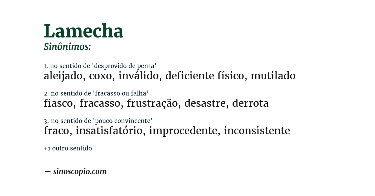 Sinônimo de lamecha