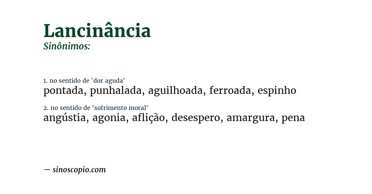 Sinônimo de lancinância