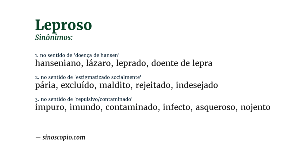 Sinônimo de leproso