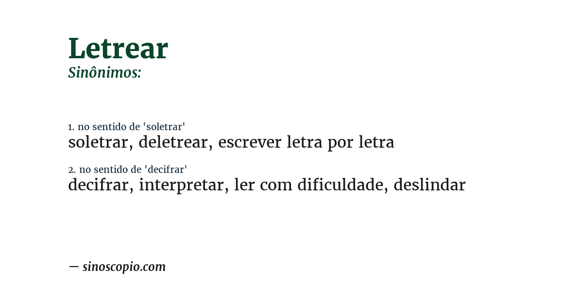 Sinônimo de letrear
