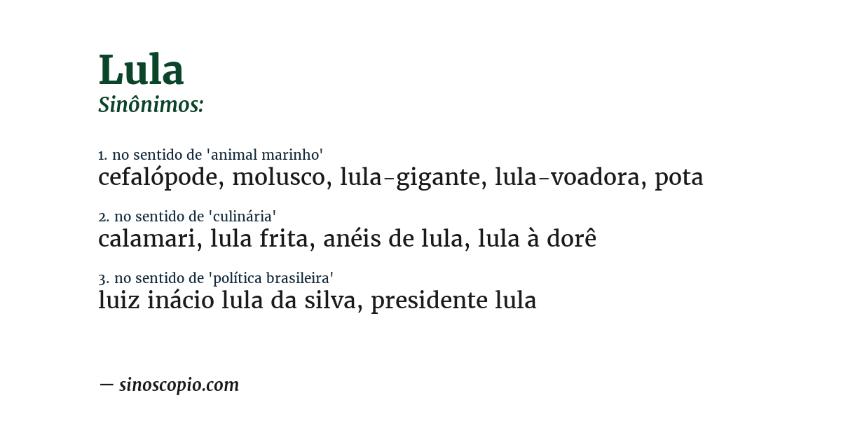 Sinônimo de lula