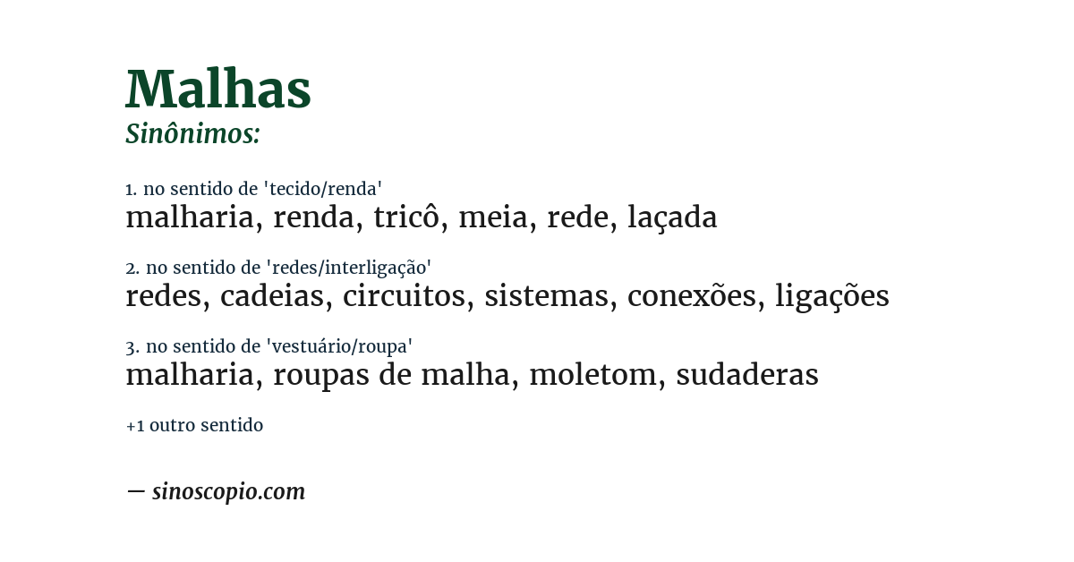 Sinônimo de malhas