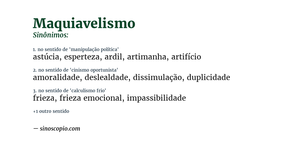 Sinônimo de maquiavelismo