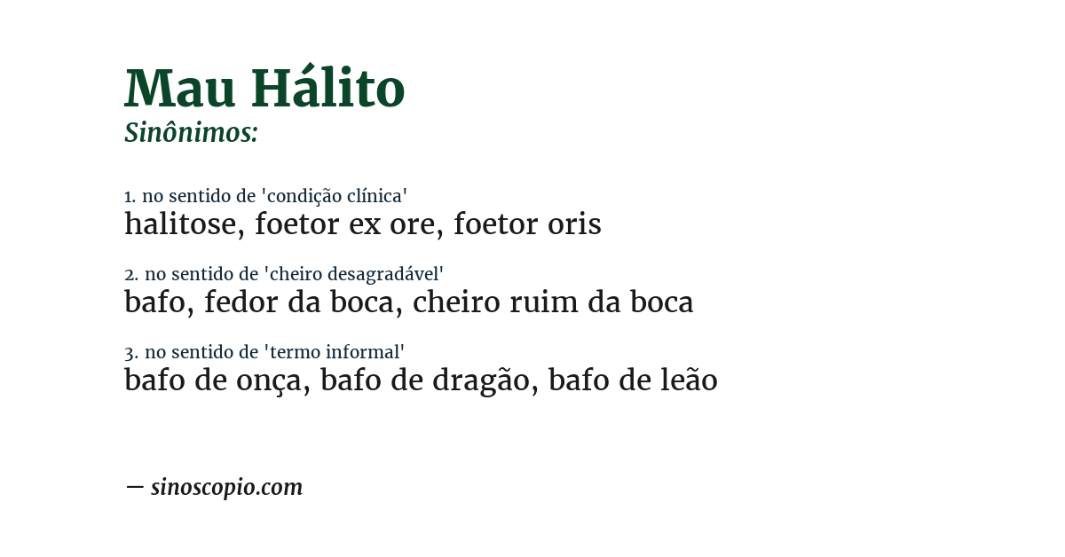 Sinônimo de mau hálito