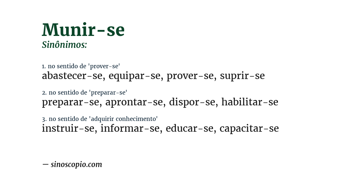 Sinônimo de munir-se