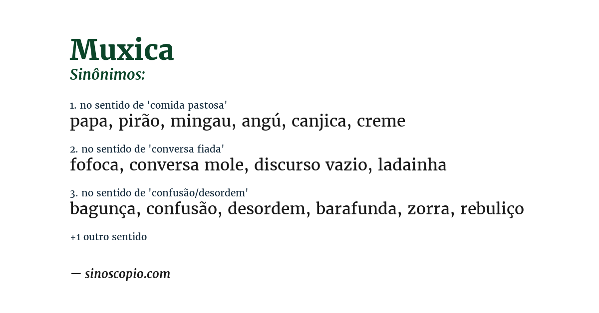 Sinônimo de muxica