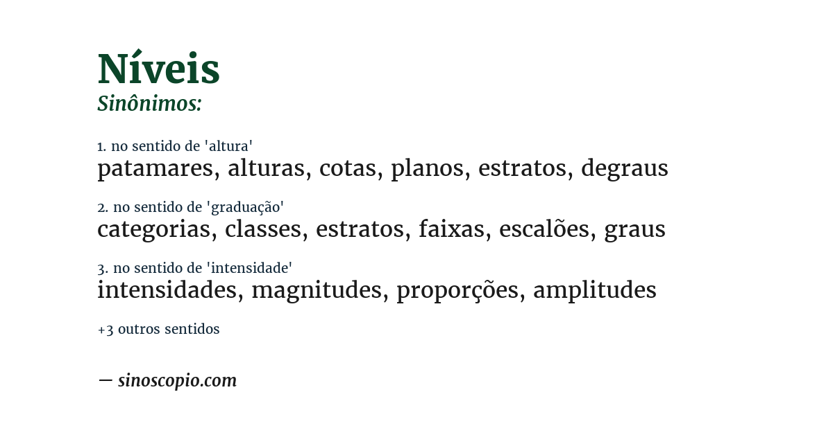 Sinônimo de níveis