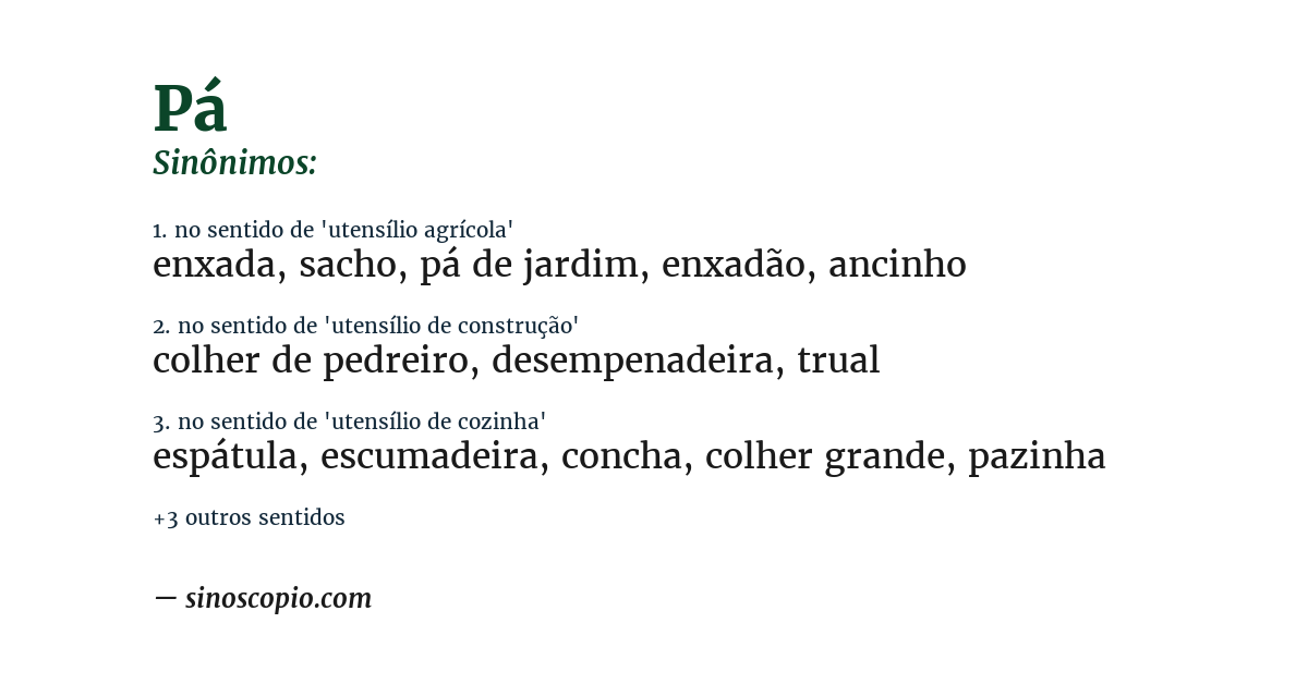 Sinônimo de pá