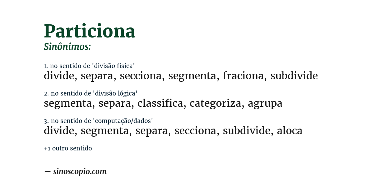 Sinônimo de particiona