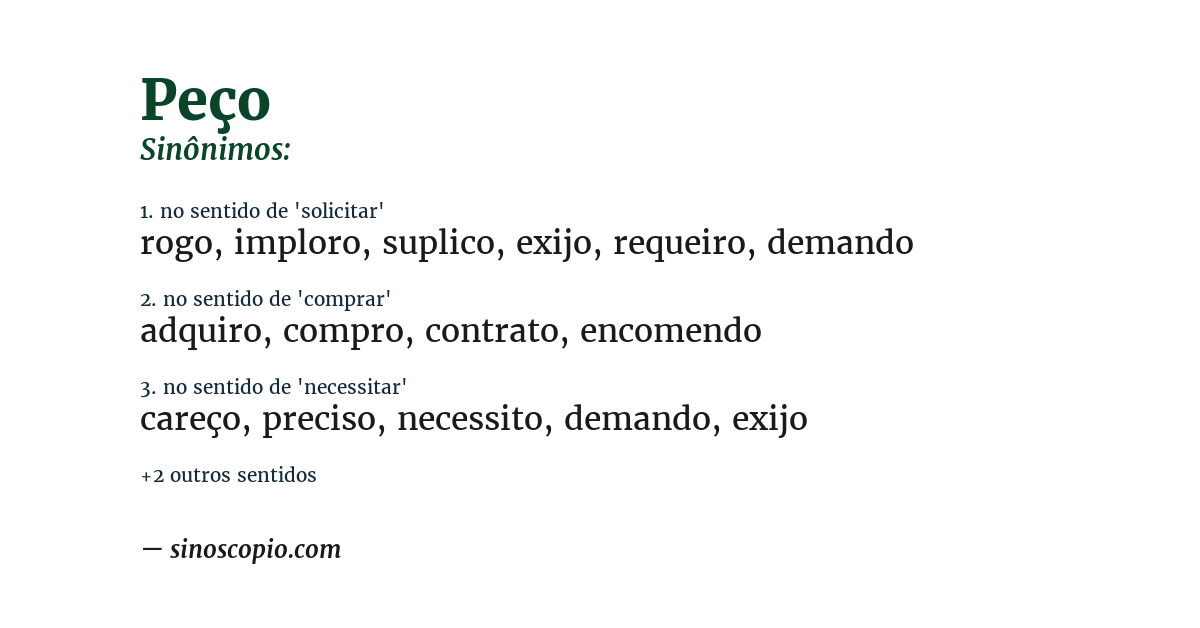 Sinônimo de peço