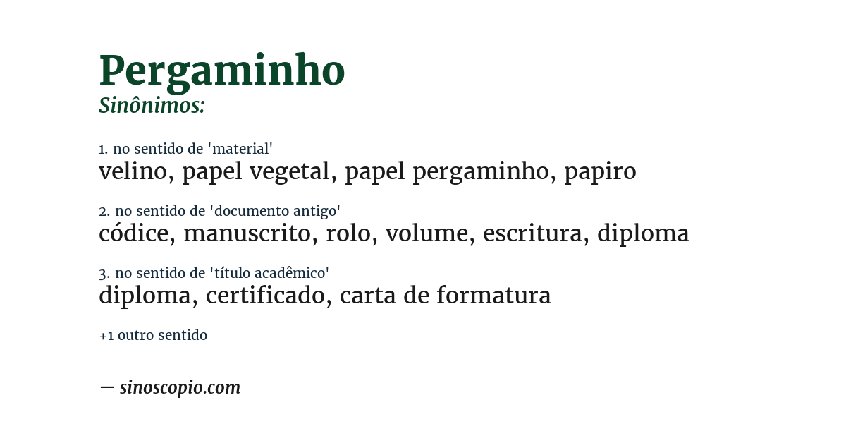 Sinônimo de pergaminho