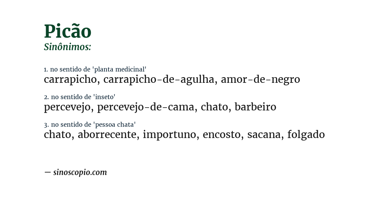 Sinônimo de picão