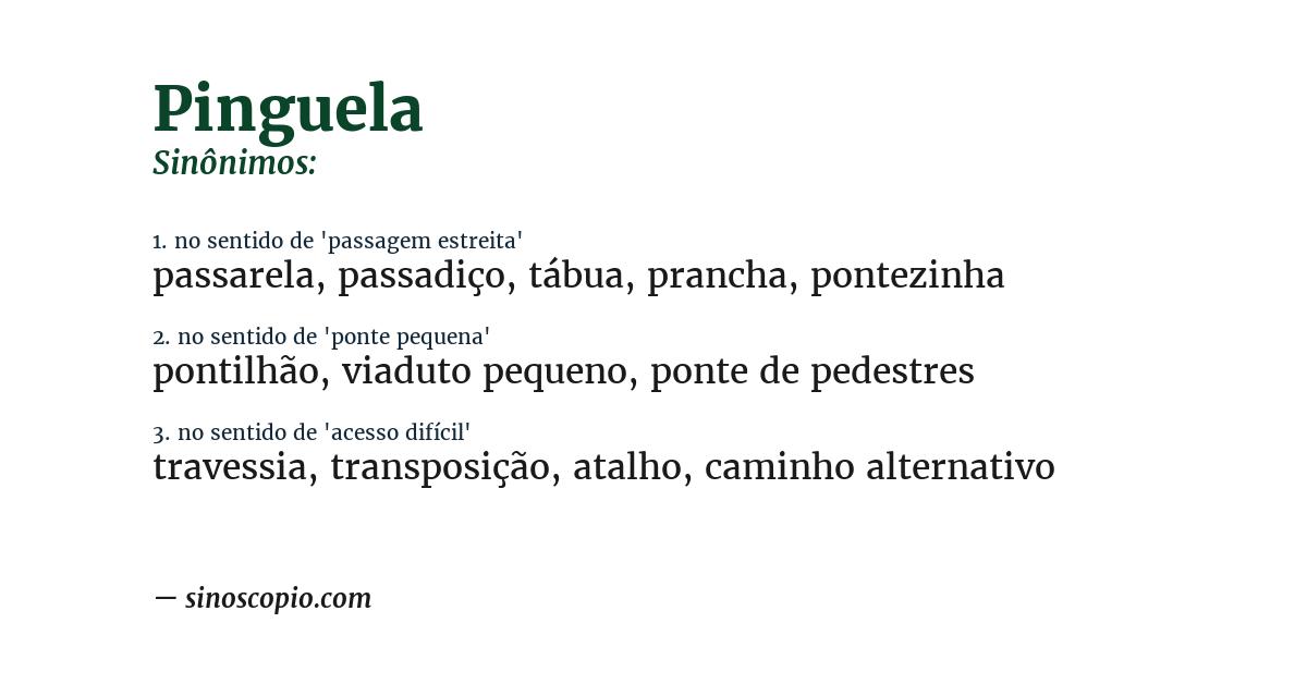 Sinônimo de pinguela