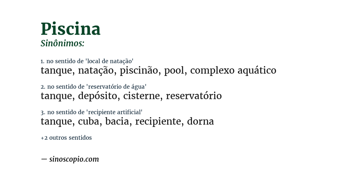 Sinônimo de piscina