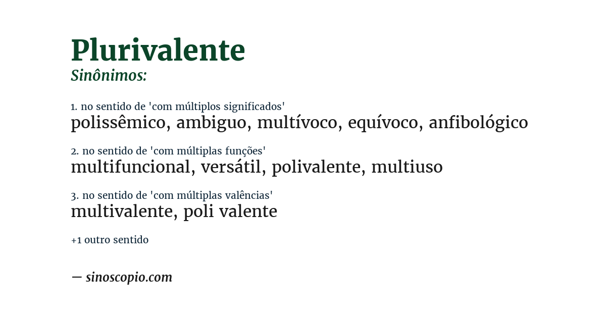 Sinônimo de plurivalente