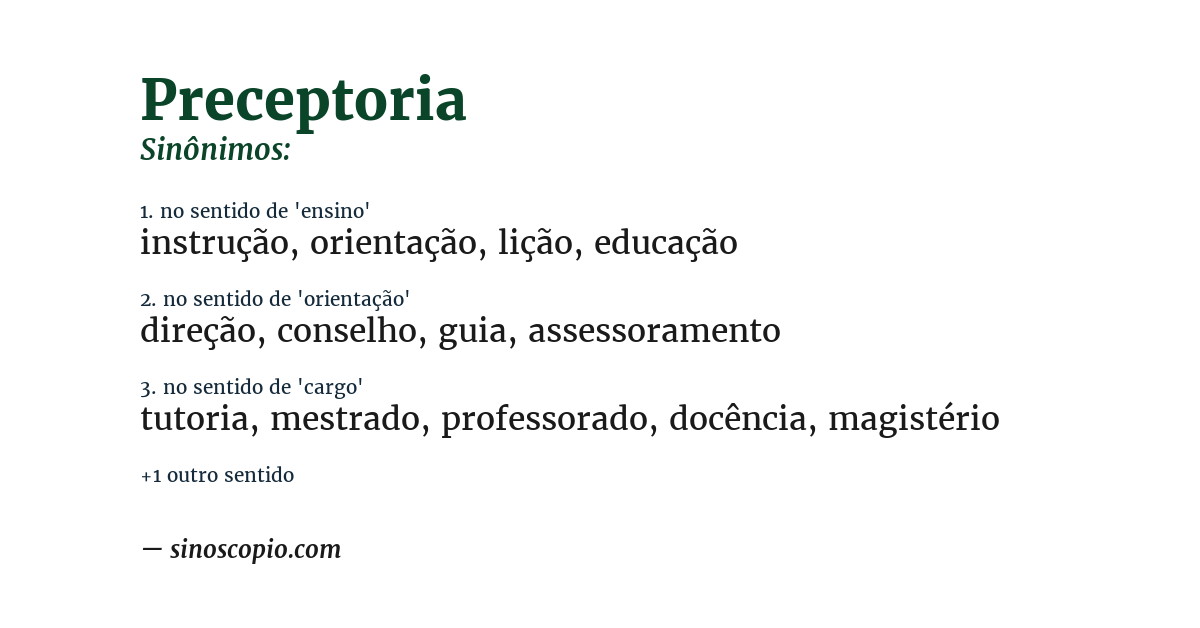 Sinônimo de preceptoria