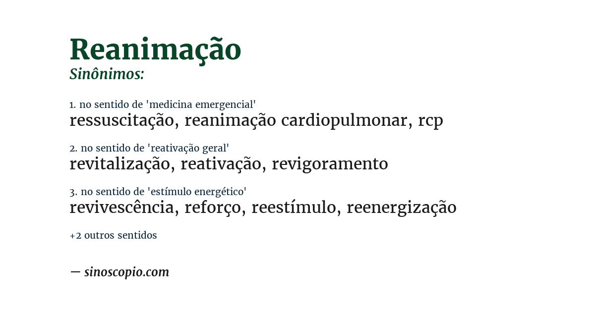 Sinônimo de reanimação