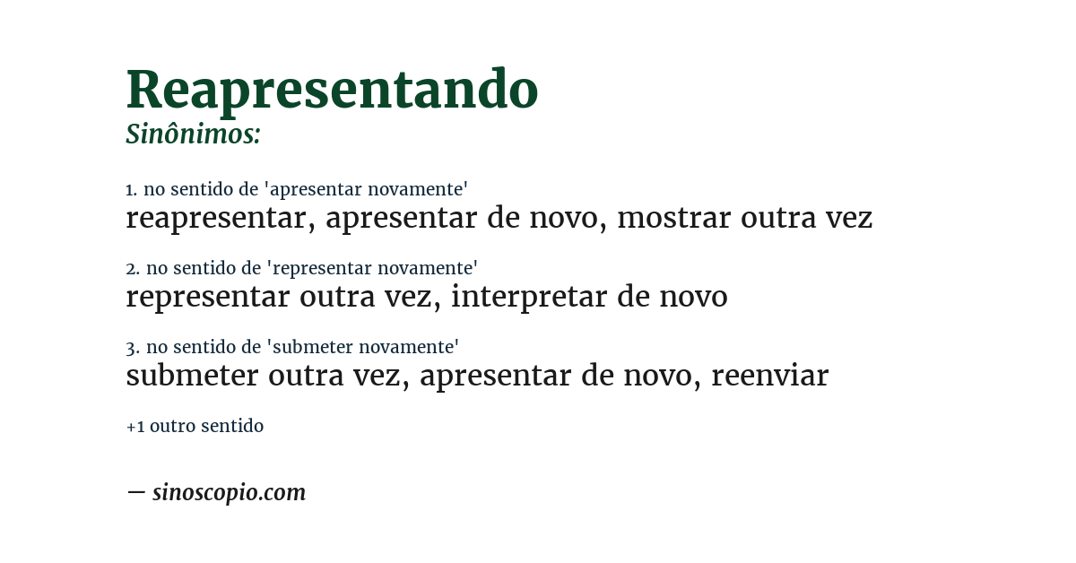 Sinônimo de reapresentando