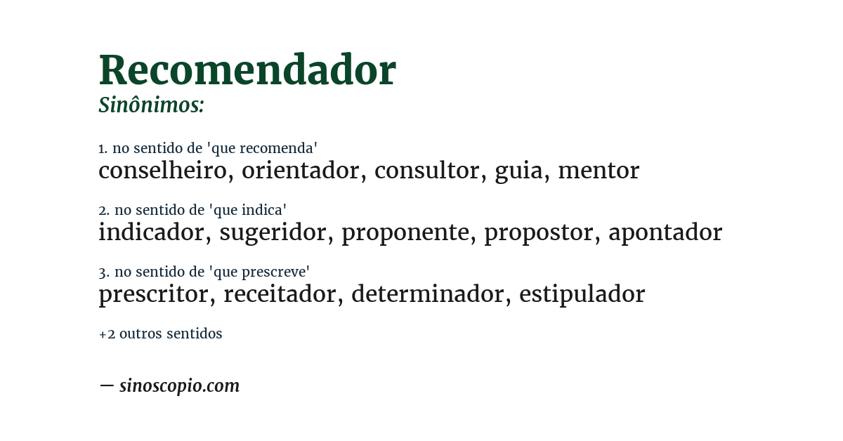 Sinônimo de recomendador