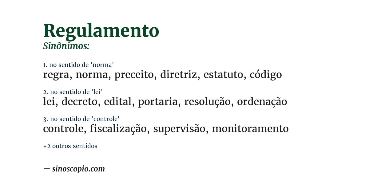 Sinônimo de regulamento