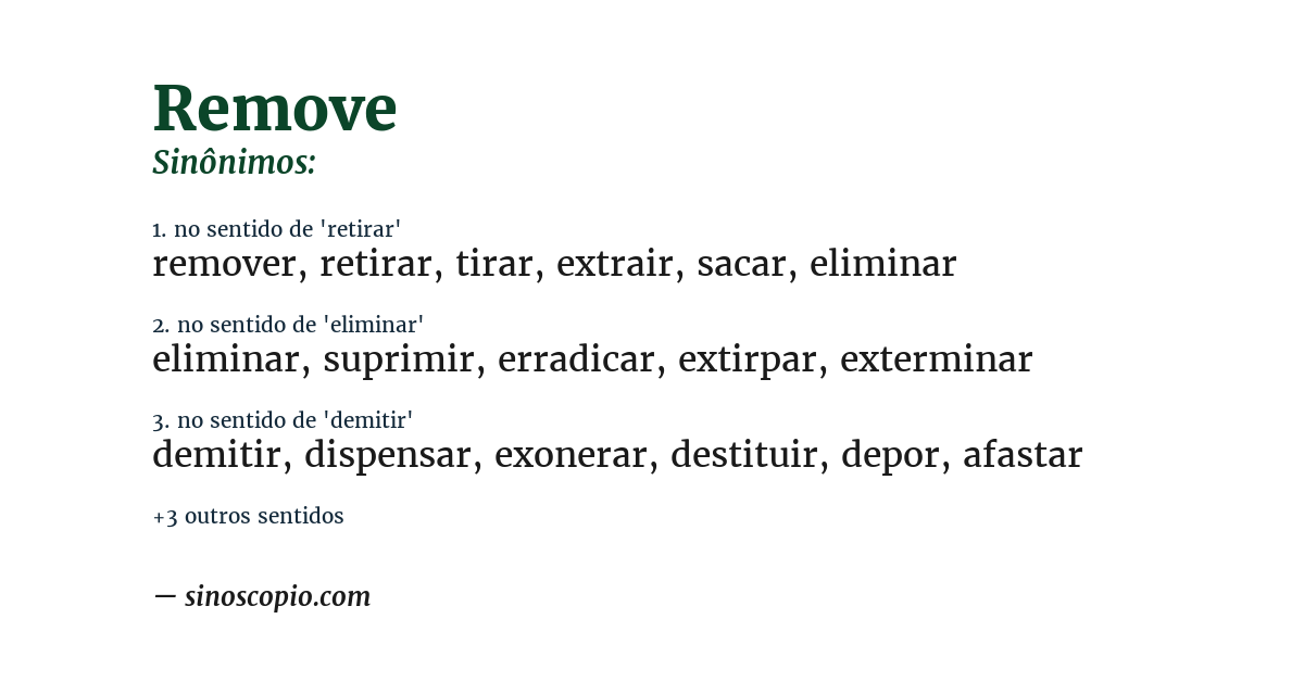 Sinônimo de remove